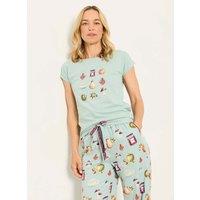 FatFace Pure Cotton Pyjama Top Teal Mix