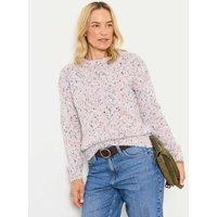 FatFace Cotton Blend Flecked Crew Neck Jumper Purple Mix