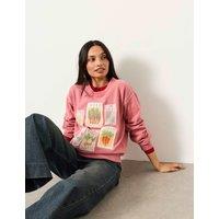 FatFace Pure Cotton Graphic Sweatshirt Pink Mix