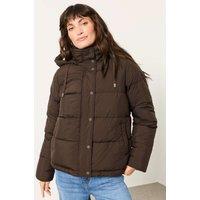 FatFace Cropped Puffer Coat Chocolate