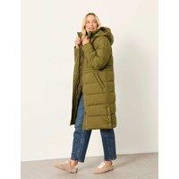FatFace Hooded Longline Puffer Coat Green