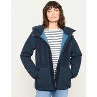 FatFace Borg Quilted Hooded Zip Through Jacket Navy