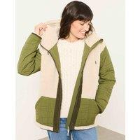 FatFace Borg Quilted Hooded Zip Through Jacket Green