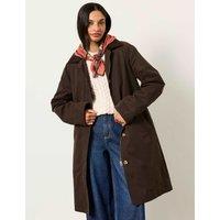FatFace Cotton Blend Hooded Longline Coat Chocolate
