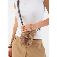 ACCESSORIZE Faux Shearling Cross Body Phone Bag Beige