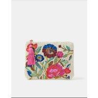 ACCESSORIZE Pure Cotton Floral Beaded Pouch Multi