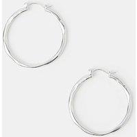 ACCESSORIZE Silver Plated Large Molten Hoop Earrings Silver