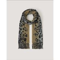 Monsoon Animal Print Fringed Scarf Grey Mix