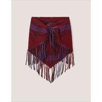 Monsoon Checked Triangle Fringed Triangle Scarf Burgundy Mix