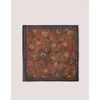 Monsoon Pure Silk Floral Square Scarf Brown Mix