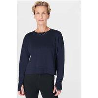 Sweaty Betty After Class Cotton Blend Crop Sweatshirt Navy