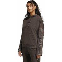 Adidas Leopard Print Sleeve Terry Relaxed Hoodie Brown