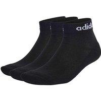 Adidas 3 Pack Linear Cotton Rich Logo Ankle Socks Black