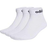 Adidas 3 Pack Linear Cotton Rich Logo Ankle Socks White
