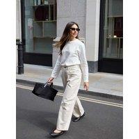 WAT THE BRAND Relaxed High Waisted Barrel Jeans Cream