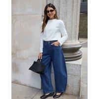 WAT THE BRAND High Waisted Ultra Barrel Jeans Dark Indigo