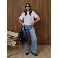 WAT THE BRAND High Waisted Wide Leg Jeans Light Blue