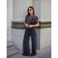 WAT THE BRAND High Waisted Wide Leg Jeans Black/Grey
