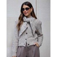 WAT THE BRAND Boucle Triangle Scarf with Wool Taupe
