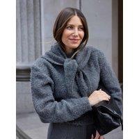 WAT THE BRAND Boucle Triangle Scarf with Wool Dark Grey