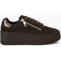 Carvela Suede Lace Up Zip Platform Trainers Brown