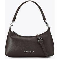 Carvela Faux Leather Patent Finish Shoulder Bag Dark Brown