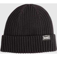 Levi's Pure Cotton Knitted Ribbed Beanie Hat Black