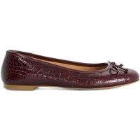 Dune London Leather Croc Bow Flat Ballet Pumps Burgundy