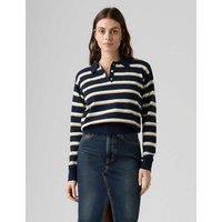 Levi's Cotton Blend Striped Polo Neck Jumper Navy Mix
