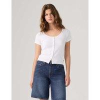 Levi's Cotton Rich Ribbed Button Through Top White