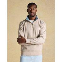 Joules Pure Cotton Quarter Zip Sweatshirt Neutral