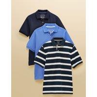 Joules 3 Pack Pure Cotton Striped Polo Shirts Multi