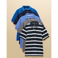 Joules 5 Pack Pure Cotton Pique Polo Shirts Blue Mix