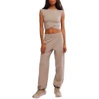 FP Movement 2 Piece Hot Shot Crossover Top & Joggers Set Silver Mix