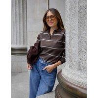 WAT THE BRAND Cotton Blend Polo Neck Jumper Brown Mix