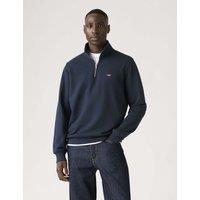 Levi's Regular Fit Pure Cotton Half Zip Sweatshirt Navy