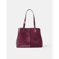ACCESSORIZE Croc Effect Webbed Strap Shoulder Bag Burgundy