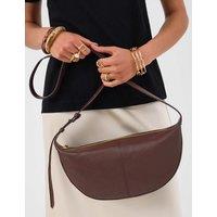 ACCESSORIZE Leather Sling Cross Body Bag Chocolate