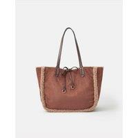 ACCESSORIZE Faux Shearling Reversible Shoulder Bag Cream