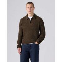 Levi's Collared Neck Half Zip Jumper with Wool Brown