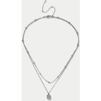 M&S Platinum CZ Multirow Necklace Silver
