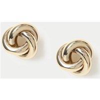 M&S Gold Tone Knot Stud Earrings Gold