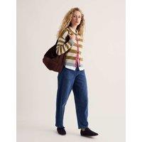 Seasalt Cornwall Wool Rich Striped Button Front Relaxed Cardigan Khaki Mix