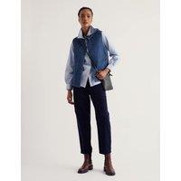 Seasalt Cornwall Pure Cotton Quilted Grandad Collar Gilet Dark Blue