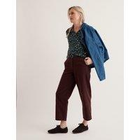 Seasalt Cornwall Cotton Blend Printed Notch Neck Top Green Mix