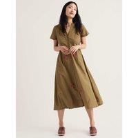 Seasalt Cornwall Pure Cotton Floral V-Neck Midi Shirt Dress Green Mix