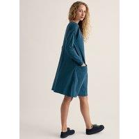 Seasalt Cornwall Cotton Rich Striped Knee Length Swing Dress Blue Mix