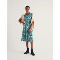 Seasalt Cornwall Jersey Floral Midi Skater Dress Blue Mix