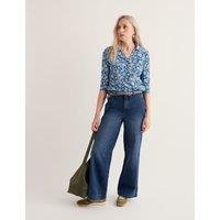 Seasalt Cornwall Pure Cotton Floral Notch Neck Shirt Blue Mix