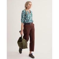 Seasalt Cornwall Pure Cotton Floral Notch Neck Relaxed Top Blue Mix